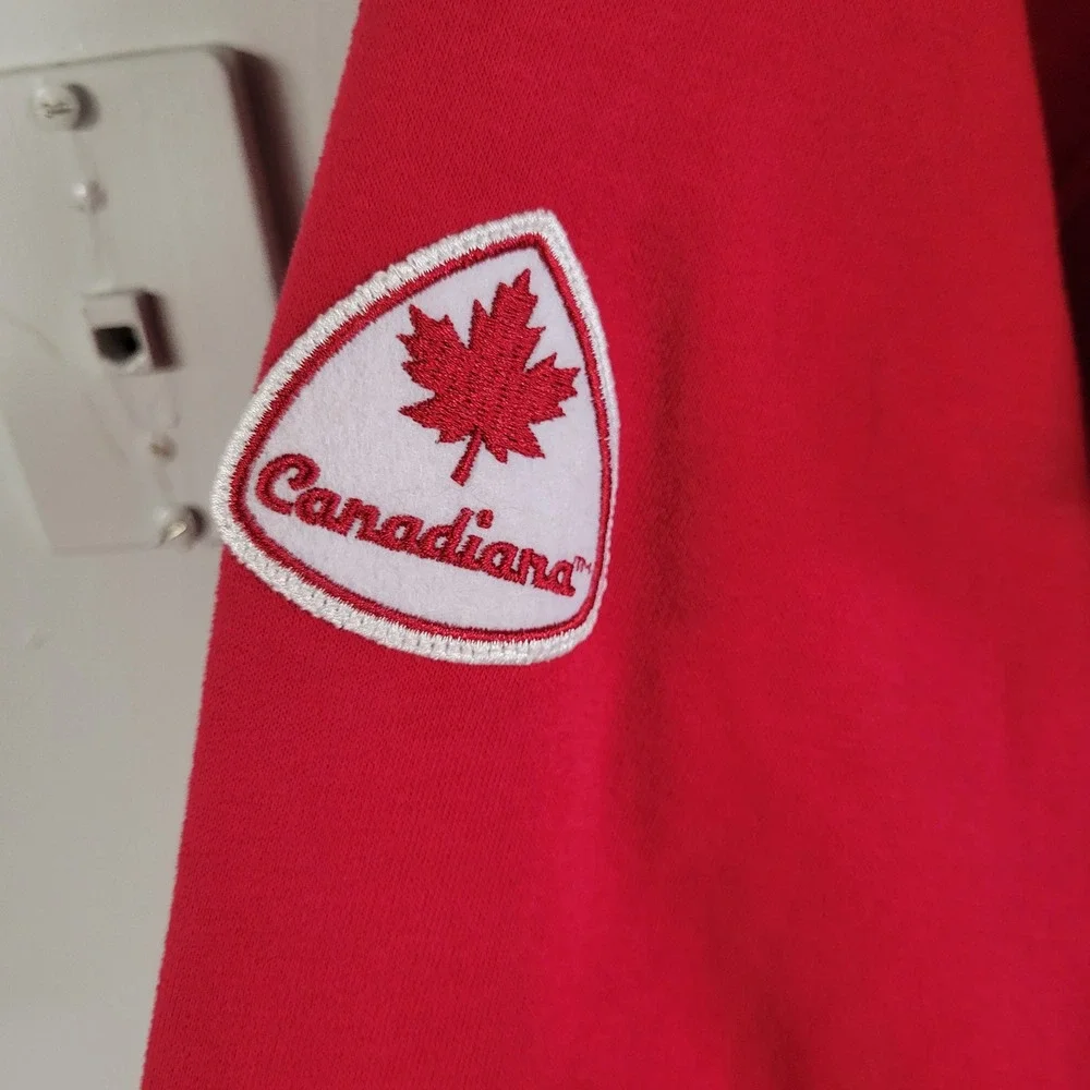 Canada Canadiana‎ Mens Red Graphic Maple Leaf Full Zip Hoodie Jacket Size 4X